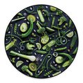Fresh Green Fruit And Vegetables Print Round Floor Mat