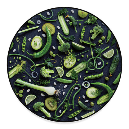 Fresh Green Fruit And Vegetables Print Round Floor Mat