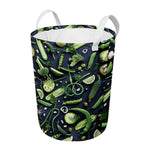 Fresh Green Fruit And Vegetables Print Round Laundry Basket