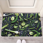 Fresh Green Fruit And Vegetables Print Rubber Doormat