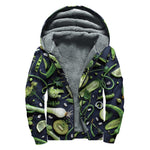 Fresh Green Fruit And Vegetables Print Sherpa Lined Zip Up Hoodie