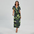 Fresh Green Fruit And Vegetables Print Short Sleeve Maxi Dress