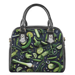 Fresh Green Fruit And Vegetables Print Shoulder Handbag