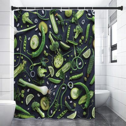 Fresh Green Fruit And Vegetables Print Shower Curtain