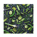 Fresh Green Fruit And Vegetables Print Silk Bandana