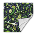 Fresh Green Fruit And Vegetables Print Silk Bandana