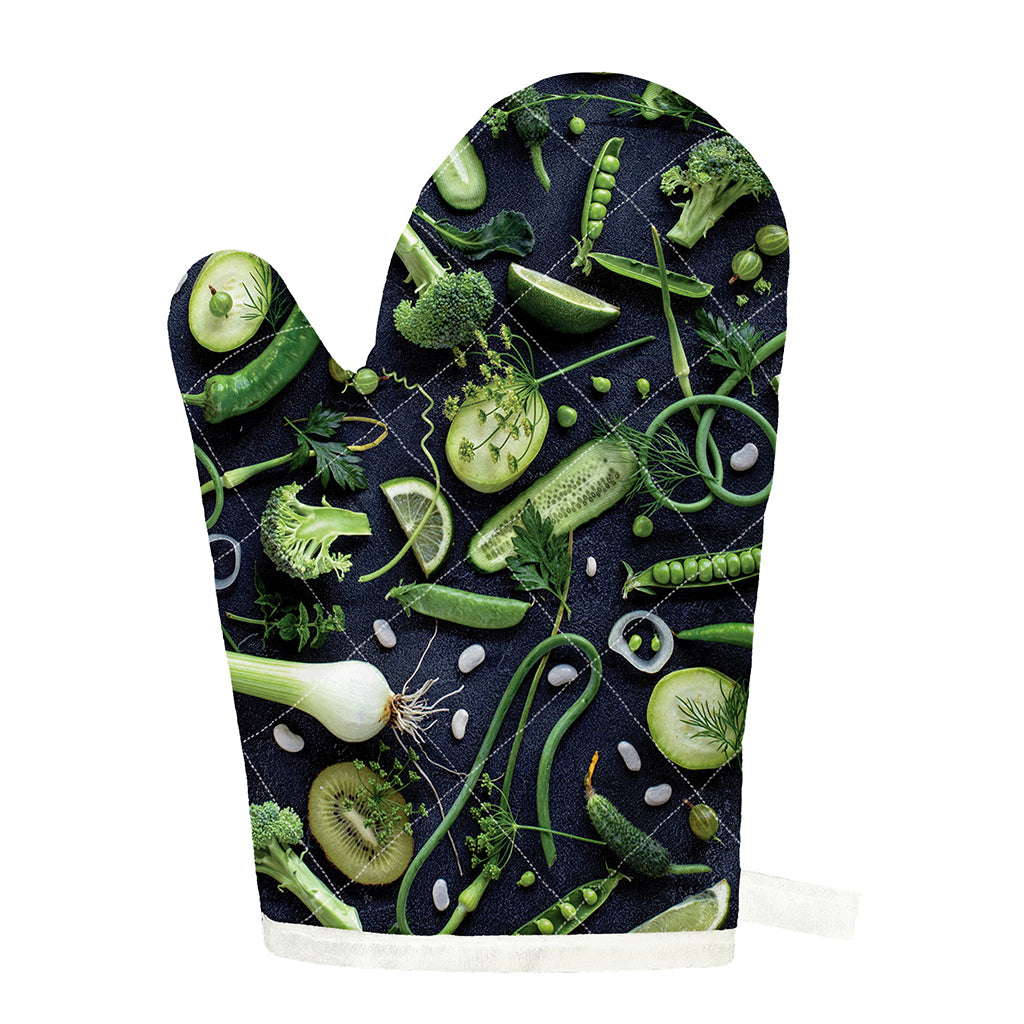 Fresh Green Fruit And Vegetables Print Single Oven Mitt