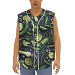 Fresh Green Fruit And Vegetables Print Sleeveless Baseball Jersey