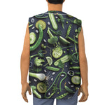 Fresh Green Fruit And Vegetables Print Sleeveless Baseball Jersey