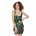 Fresh Green Fruit And Vegetables Print Sleeveless Bodycon Dress