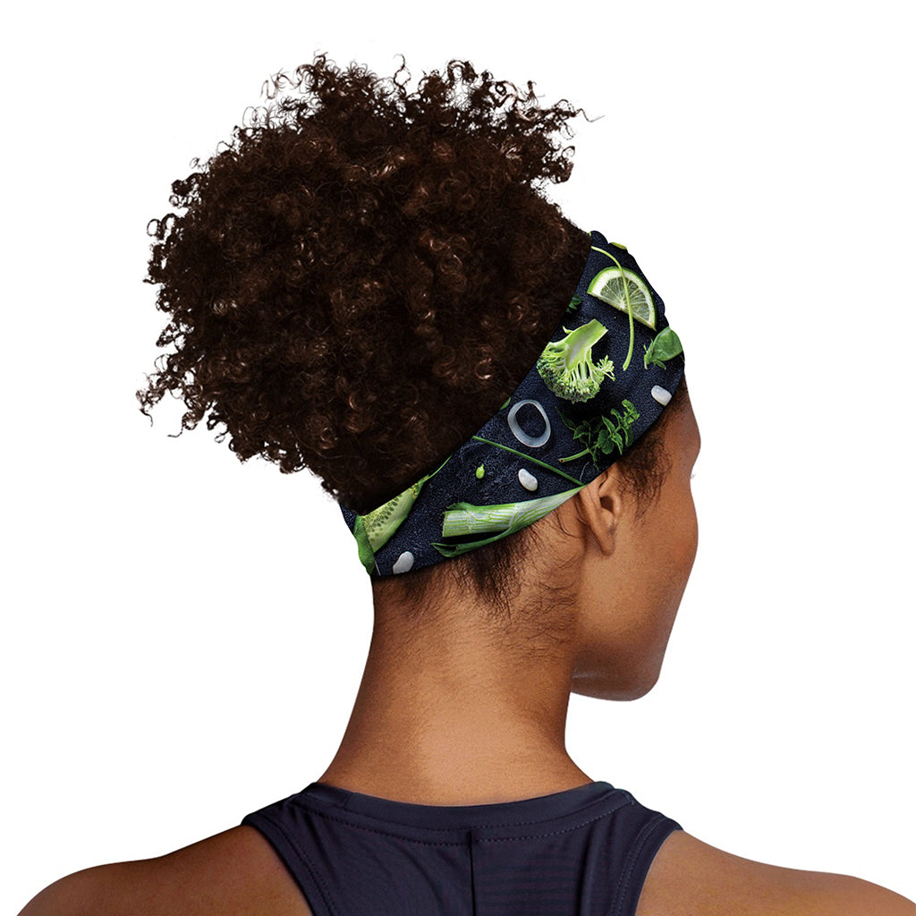 Fresh Green Fruit And Vegetables Print Sports Headband