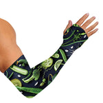 Fresh Green Fruit And Vegetables Print Sun Protection Arm Sleeves