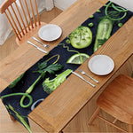 Fresh Green Fruit And Vegetables Print Table Runner