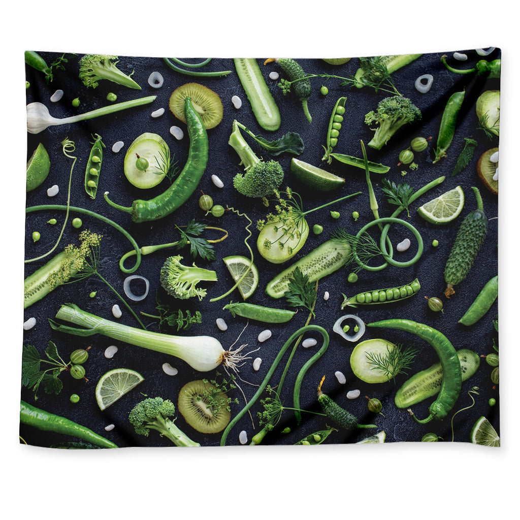 Fresh Green Fruit And Vegetables Print Tapestry