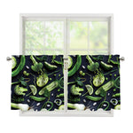 Fresh Green Fruit And Vegetables Print Tier Curtains