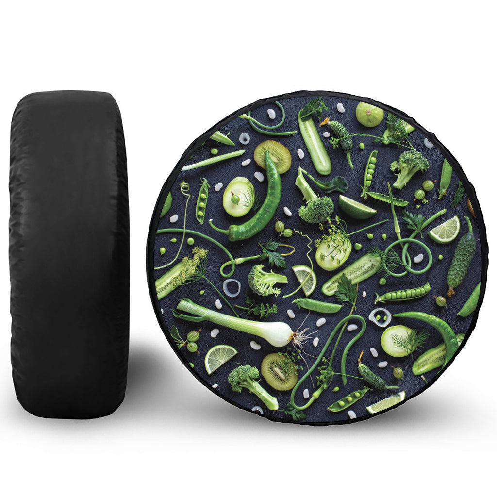 Fresh Green Fruit And Vegetables Print Tire Cover