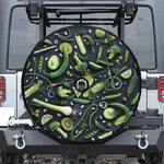 Fresh Green Fruit And Vegetables Print Tire Cover With Camera Hole