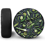 Fresh Green Fruit And Vegetables Print Tire Cover With Camera Hole