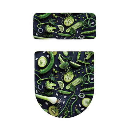 Fresh Green Fruit And Vegetables Print Toilet Lid And Tank Cover Set