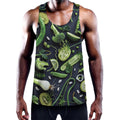 Fresh Green Fruit And Vegetables Print Men's Workout Tank Top