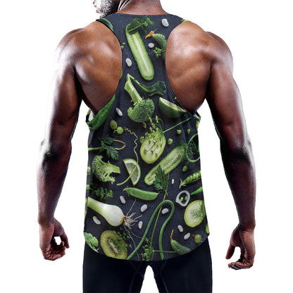 Fresh Green Fruit And Vegetables Print Training Tank Top