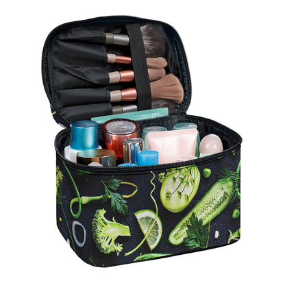 Fresh Green Fruit And Vegetables Print Travel Makeup Bag