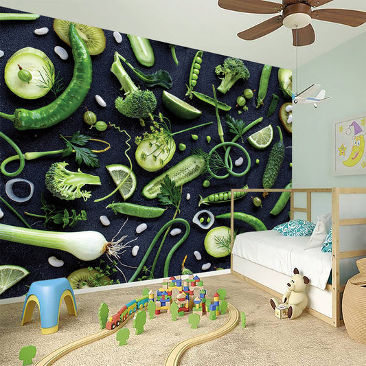 Fresh Green Fruit And Vegetables Print Wall Sticker