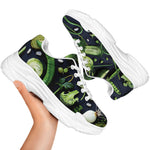 Fresh Green Fruit And Vegetables Print White Chunky Shoes