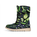 Fresh Green Fruit And Vegetables Print Winter Boots