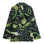 Fresh Green Fruit And Vegetables Print Women's Blazer