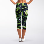 Fresh Green Fruit And Vegetables Print Women's Capri Leggings