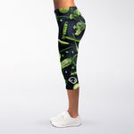 Fresh Green Fruit And Vegetables Print Women's Capri Leggings