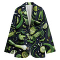 Fresh Green Fruit And Vegetables Print Women's Cotton Blazer
