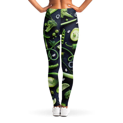 Fresh Green Fruit And Vegetables Print Women's Leggings