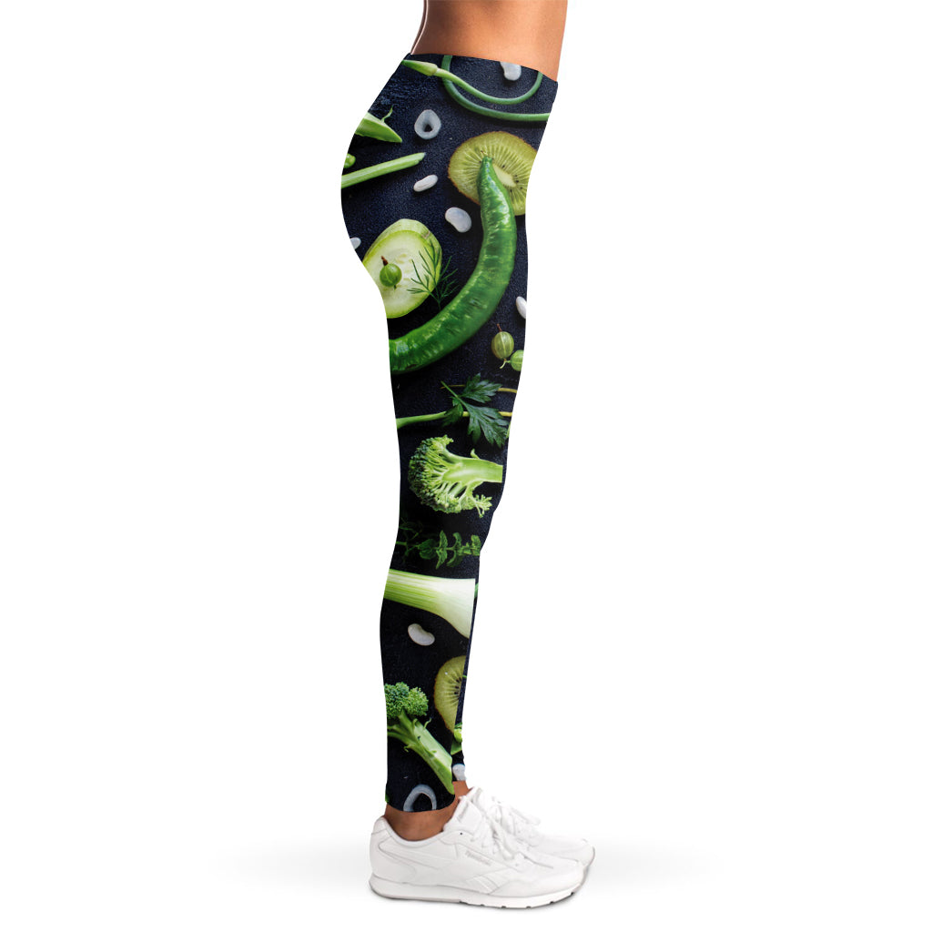 Fresh Green Fruit And Vegetables Print Women's Leggings