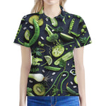 Fresh Green Fruit And Vegetables Print Women's Polo Shirt