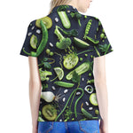 Fresh Green Fruit And Vegetables Print Women's Polo Shirt