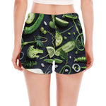 Fresh Green Fruit And Vegetables Print Women's Split Running Shorts