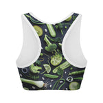 Fresh Green Fruit And Vegetables Print Women's Sports Bra
