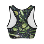 Fresh Green Fruit And Vegetables Print Women's Sports Bra