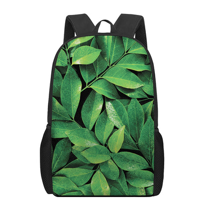 Fresh Green Leaf Print 17 Inch Backpack