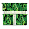 Fresh Green Leaf Print 3 Piece Kitchen Curtains