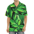 Fresh Green Leaf Print Aloha Shirt