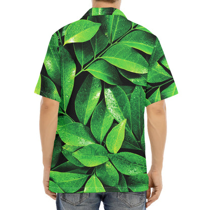 Fresh Green Leaf Print Aloha Shirt