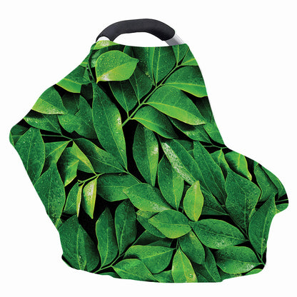 Fresh Green Leaf Print Baby Seat Cover