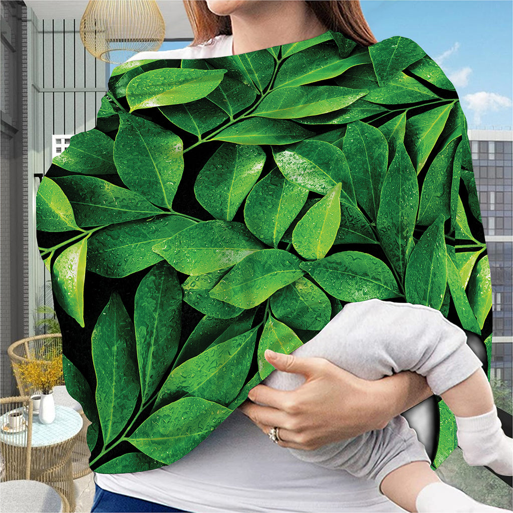 Fresh Green Leaf Print Baby Seat Cover