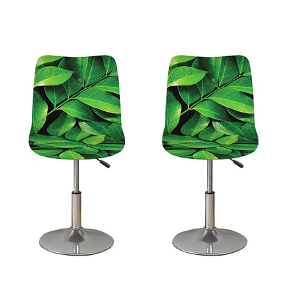 Fresh Green Leaf Print Bar Stool Covers