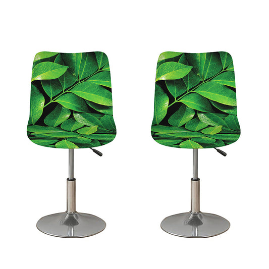 Fresh Green Leaf Print Bar Stool Covers