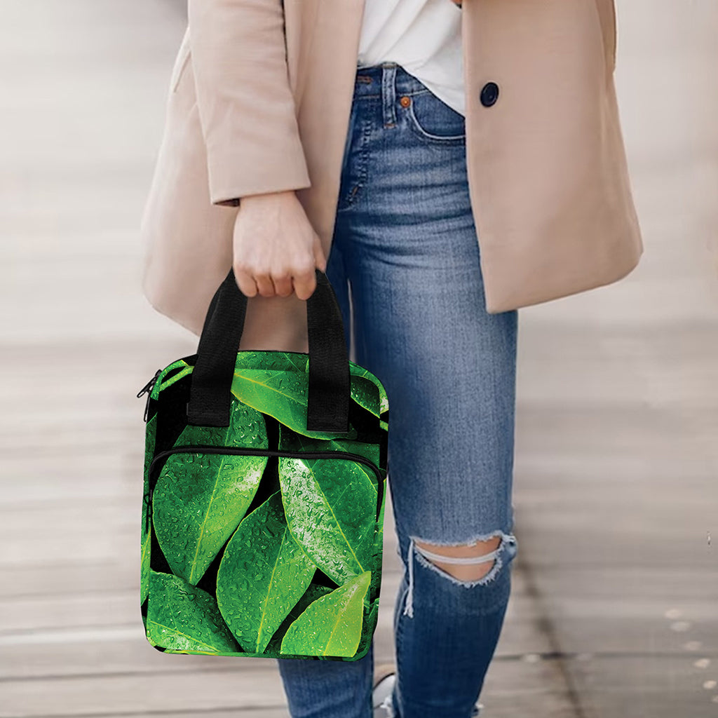 Fresh Green Leaf Print Bible Tote Bag