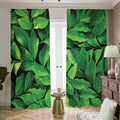 Fresh Green Leaf Print Dimout Pencil Pleat Curtains